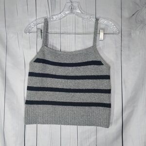 Abercrombie & Fitch Gray and Black Striped Cropped Casual Women's Top